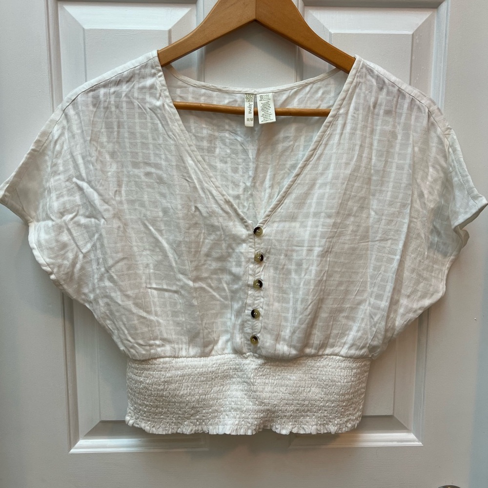 Japna White Button-Up Blouse